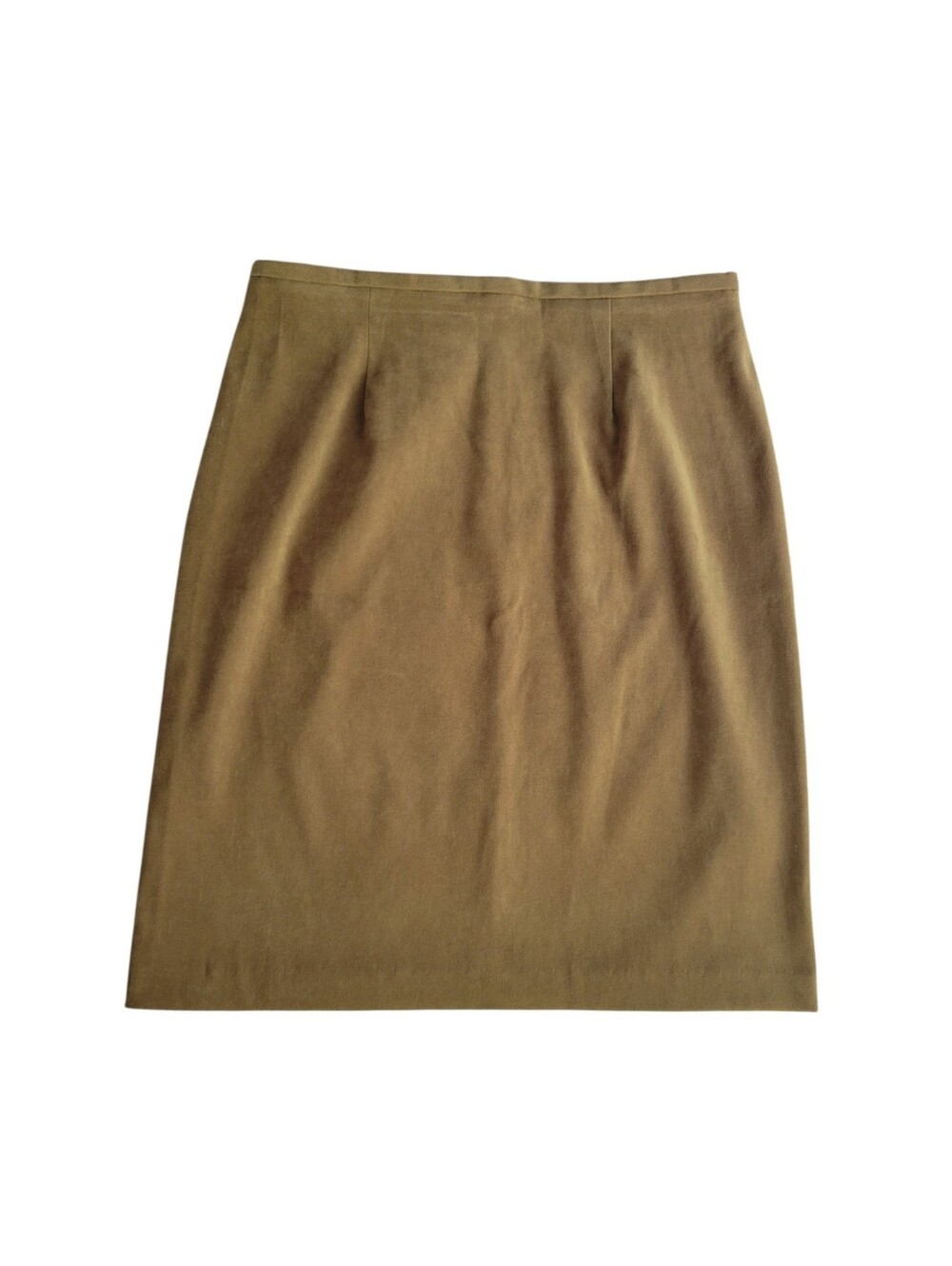 Vintage 90's Rickis Classic Midi Skirt In Faux Suede Brown | Size 6